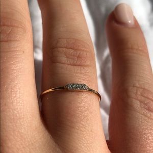 Stone and Strand Pave Double Line Diamond Ring